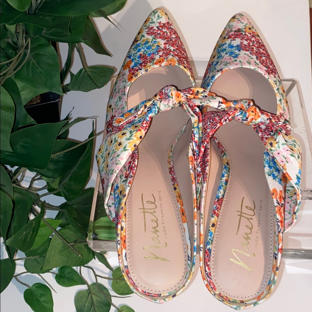 Nannette Multicolor Floral Heels with Bow - Picture 2 of 8